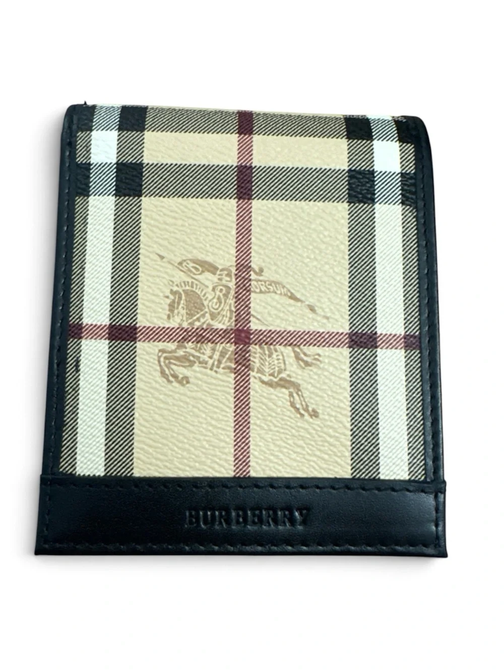 Burberry Beige Vintage Check Card & Key Holder with Black Trim